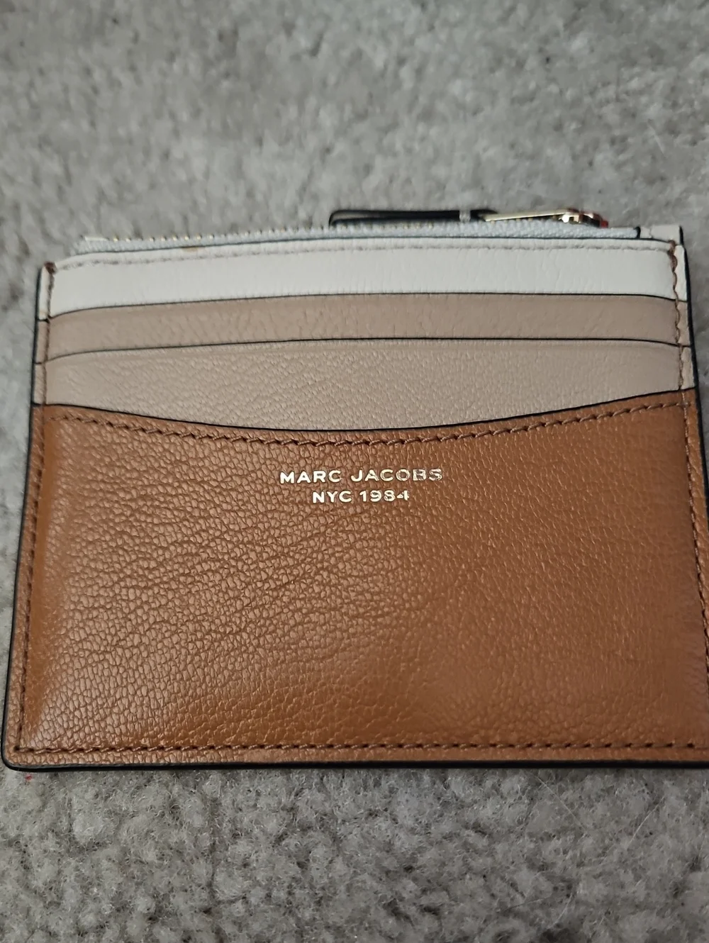 Marc Jacobs Brown, Beige & White Leather Card Holder
